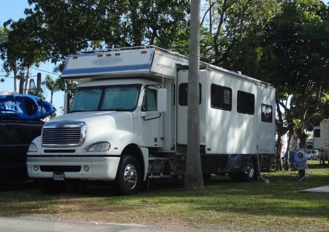 A Renegade with a Freightliner chassis and front-end diesel cab