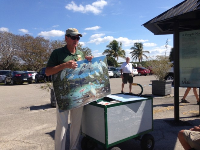 A volunteer ranger gives us all an inspiring bird identification talk
