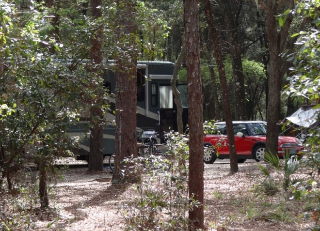 Our site as seen from the trail leading in