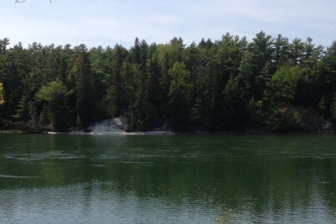 Larger shell midden across the river