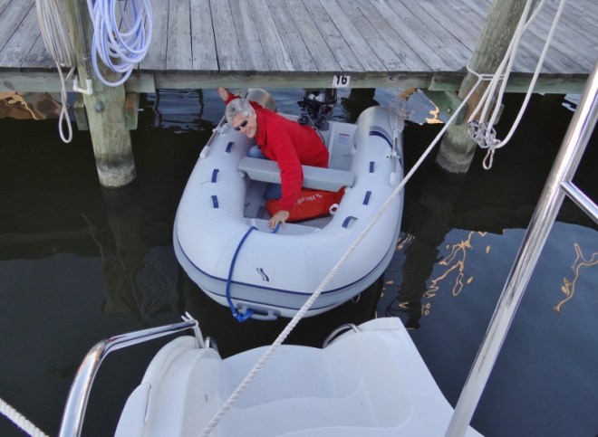 Yes it is! Space is tight between boats so we have to get creative