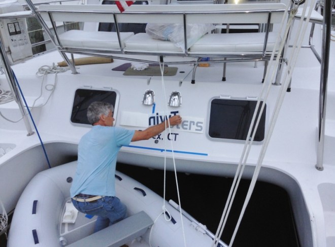 Russ applies our name and hailing port