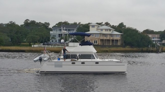 Thanks to Ann on Traveling Soul you can see us departing Carolina Beach