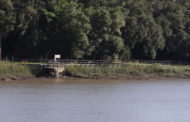 Almost ueless dinghy dock at Fort Frederica