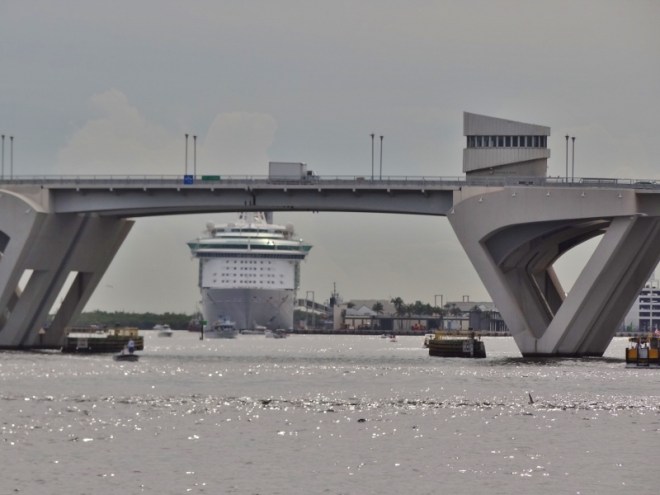 Looks like she is headed our way-but no, the bridge will stop her!