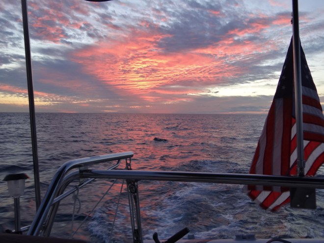 Sunset 6pm Bahama Banks approacing NW Chnl