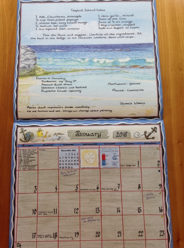 Our favorite souvenir- Bahamas calendar