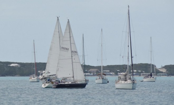 George Town cruising regatta- in harbor race with precious little wind