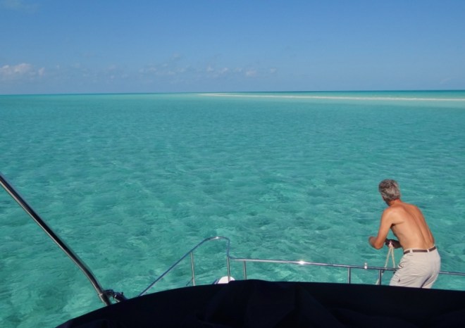 Anchored off Cave Cay sand bar