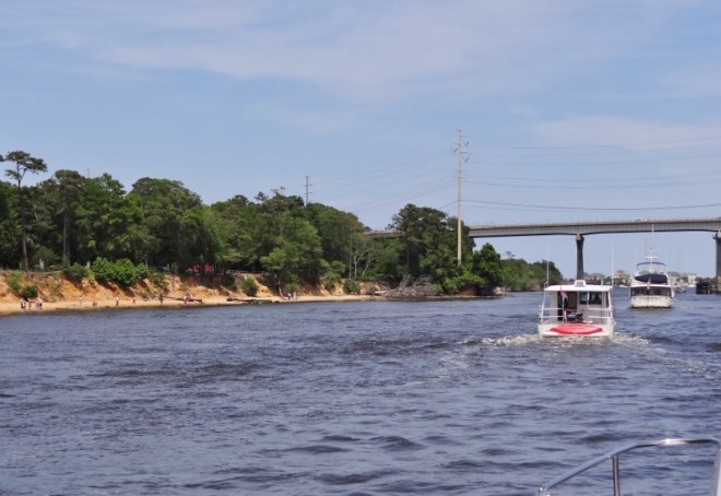 Very much low tide. MY Tapestry two ahead- from OS, CT!