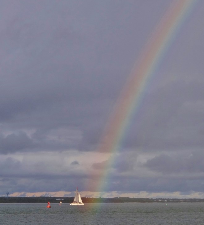 Anchored off Fort Macon, CG station