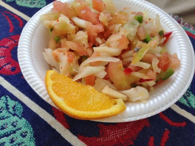 Return with fresh conch salad