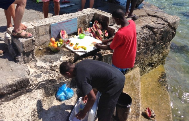 Fresh conch salad making at Staniel