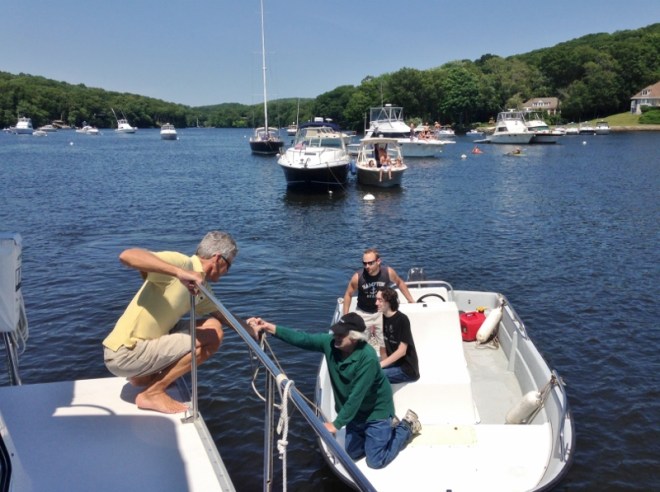 Our first raftup in Hamburg Cove