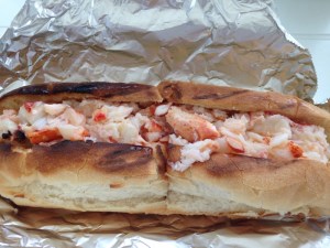 Deeply stuffed grinder roll perfectly toasted and loaded with fresh cooked lobster drnched in not too salty butter- heaven