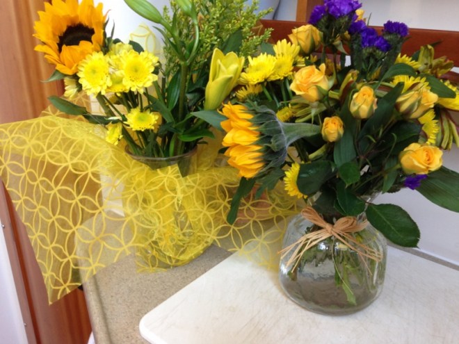 Elise, Erin and Sean brought flowers