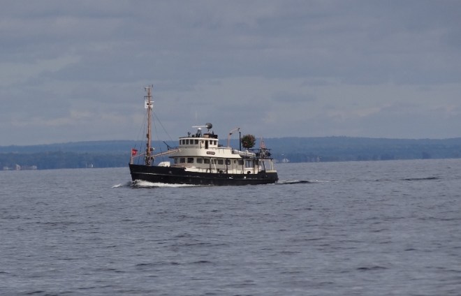 M/V The General- the first of what will be many interesting vessels we see along the way. Yes a tree