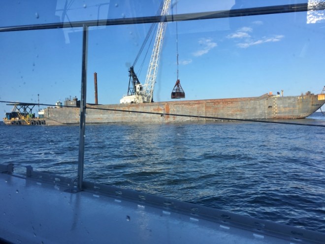 Dredging on Beaufort channel edge on our way to Wrightsville Beach