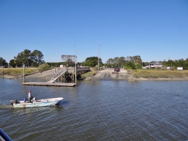 The boat ramp where a car went in and 1 of 4 in car died