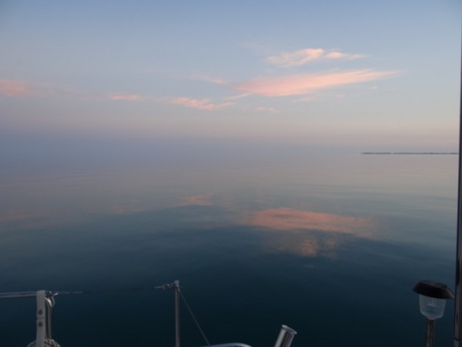 Where sky meets water at the peaceful time of day in paradise